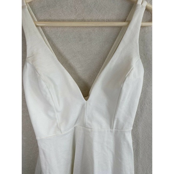 Lulu's cream color v-neck back and front strappy sleeveless dress size Medium - Picture 3 of 8
